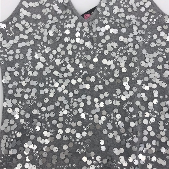 New Love Lola Halterneck Sequin gray Tank size L - Picture 2 of 6